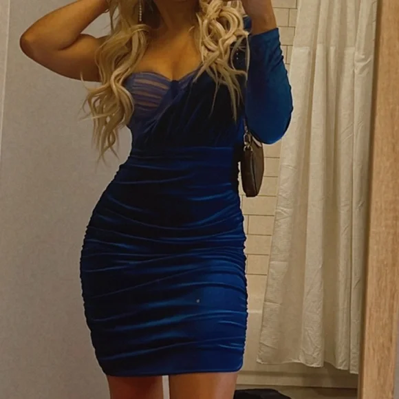 Miss Circle Blue Velvet Corset Dress - Picture 3 of 3